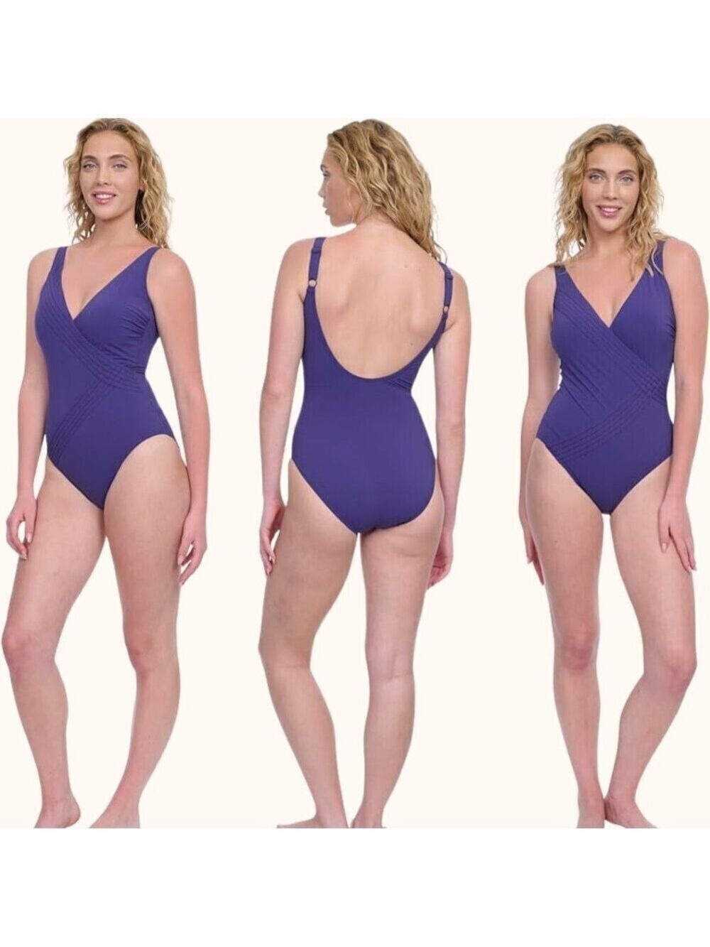 NWT Gottex Lattice V-Neck Surplice One Piece Swimsuit 16